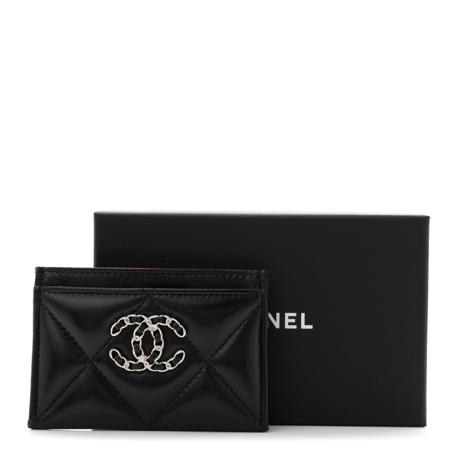Chanel Lambskin Quilted Chanel 19 Card Holder Black 8 of 8