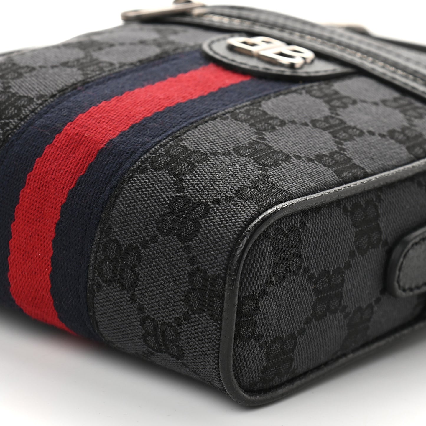 X BALENCIAGA BB Monogram Web Mini Ophidia Messenger Black