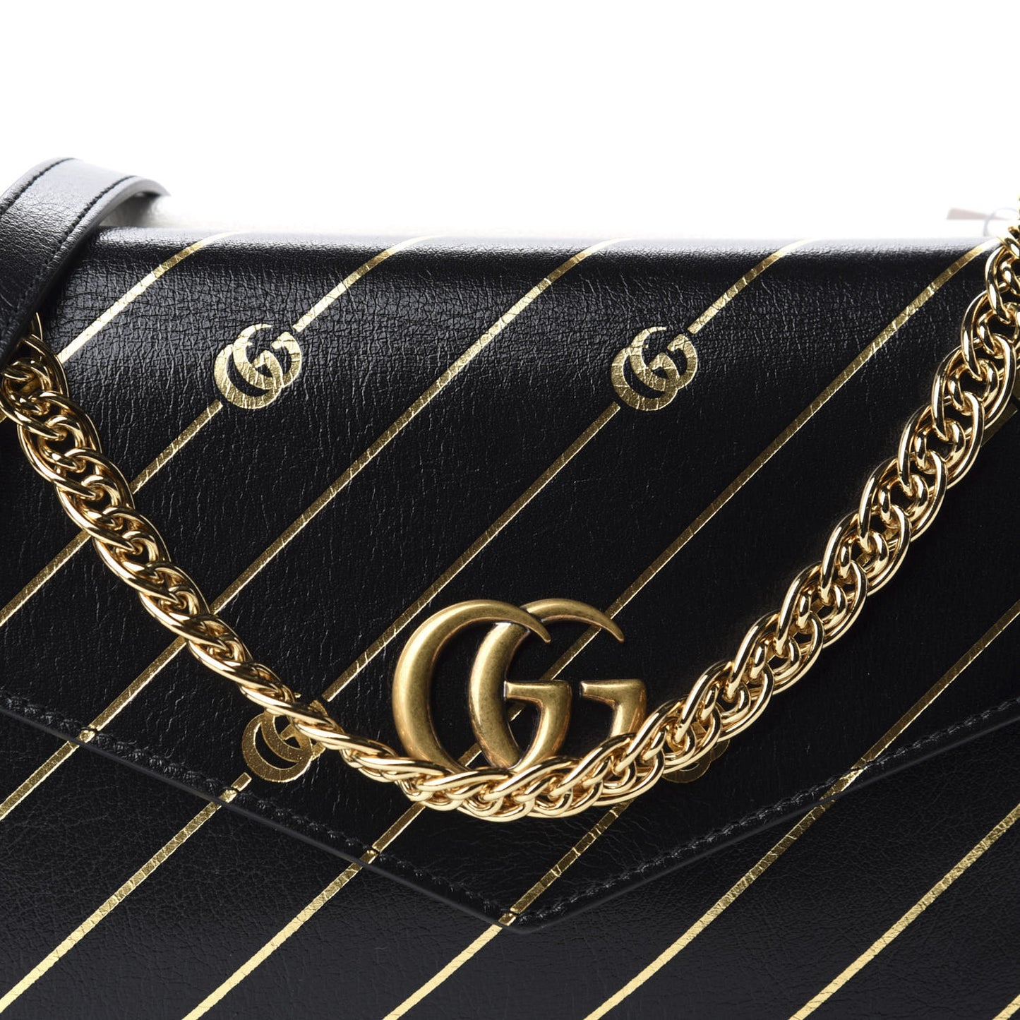 Calfskin Diagonal GG Medium Thiara Double Envelope Shoulder Bag Black White