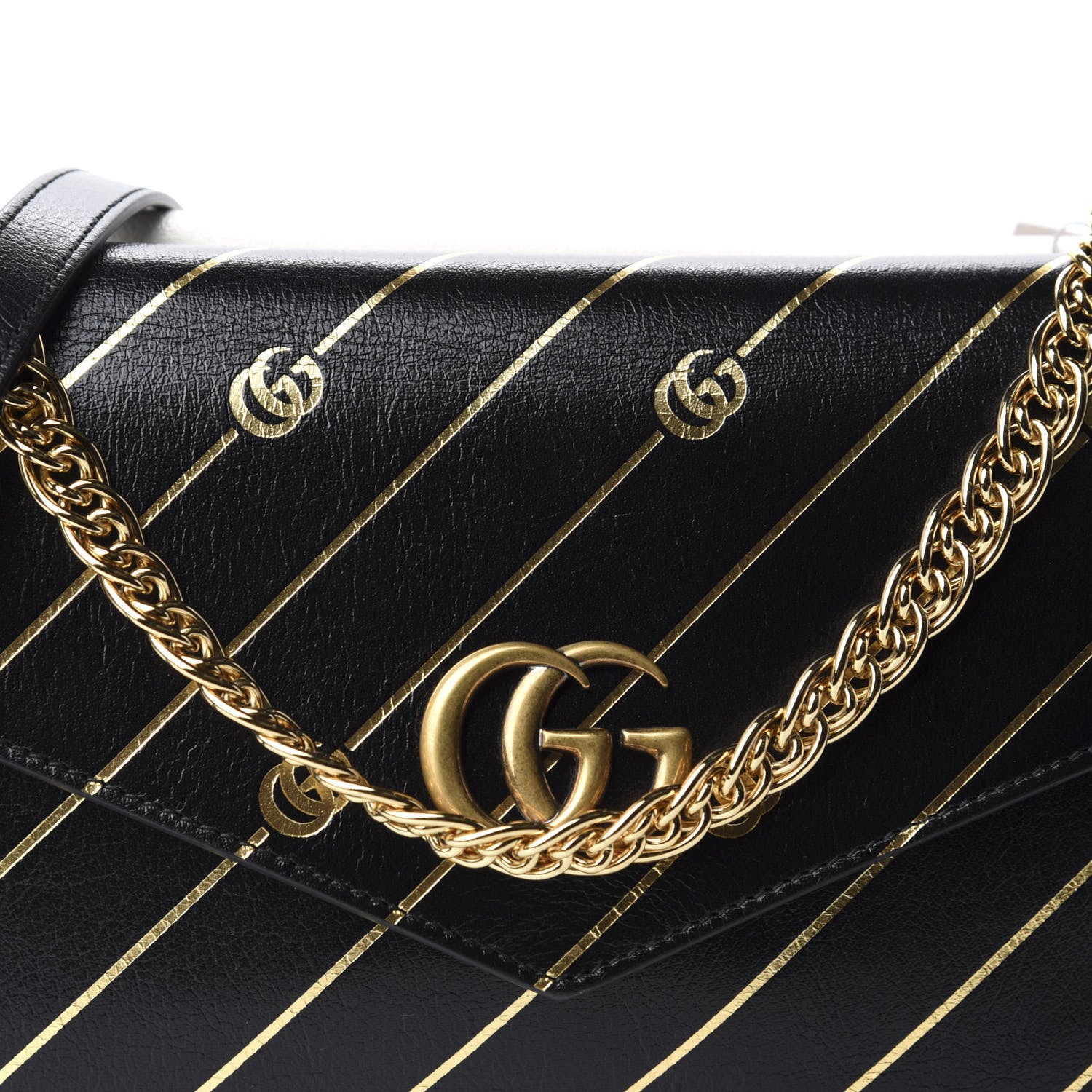 Gucci Calfskin Diagonal GG Medium Thiara Double Envelope Shoulder Bag Black White 12 of 12