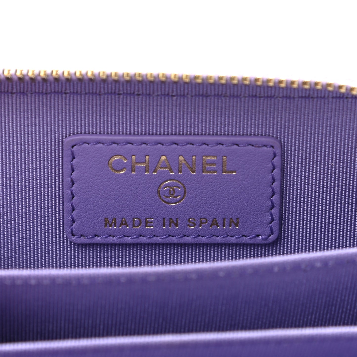 Caviar Quilted Zip Around Coin Purse Wallet Purple