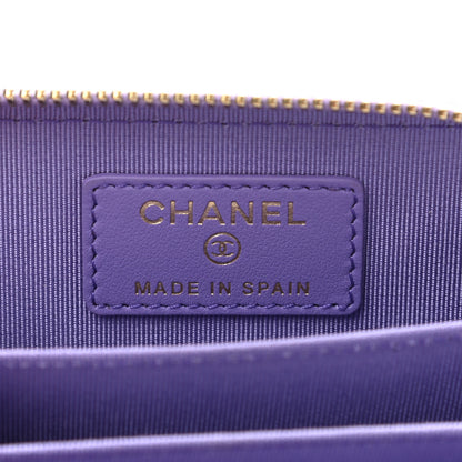 Chanel Caviar Quilted Zip Around Coin Purse Wallet Purple 6 of 8