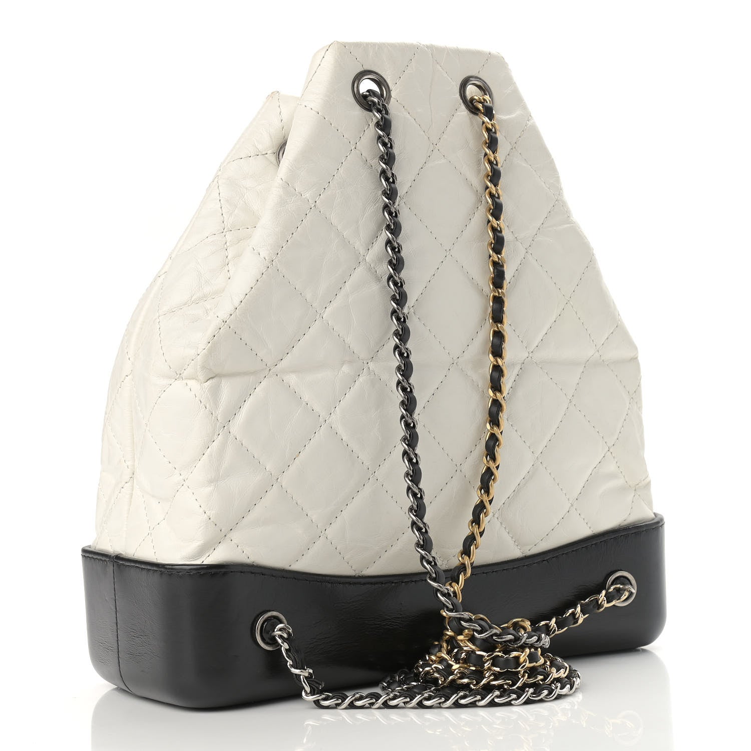 Chanel Aged Calfskin Quilted Gabrielle Backpack Black White 3 of 12