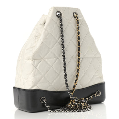 Chanel Aged Calfskin Quilted Gabrielle Backpack Black White 3 of 12
