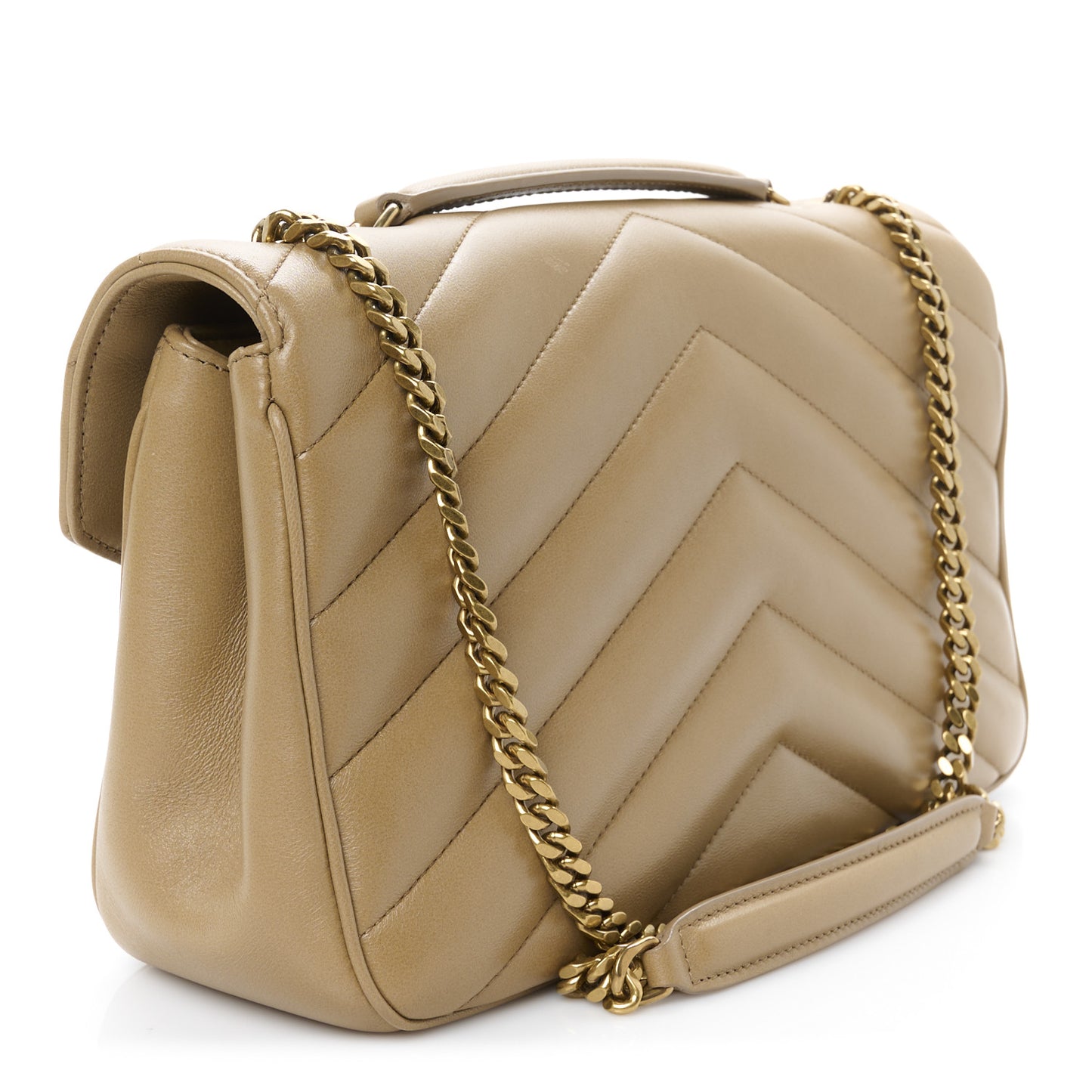 Lambskin Chevron Quilted Medium Loulou Tan