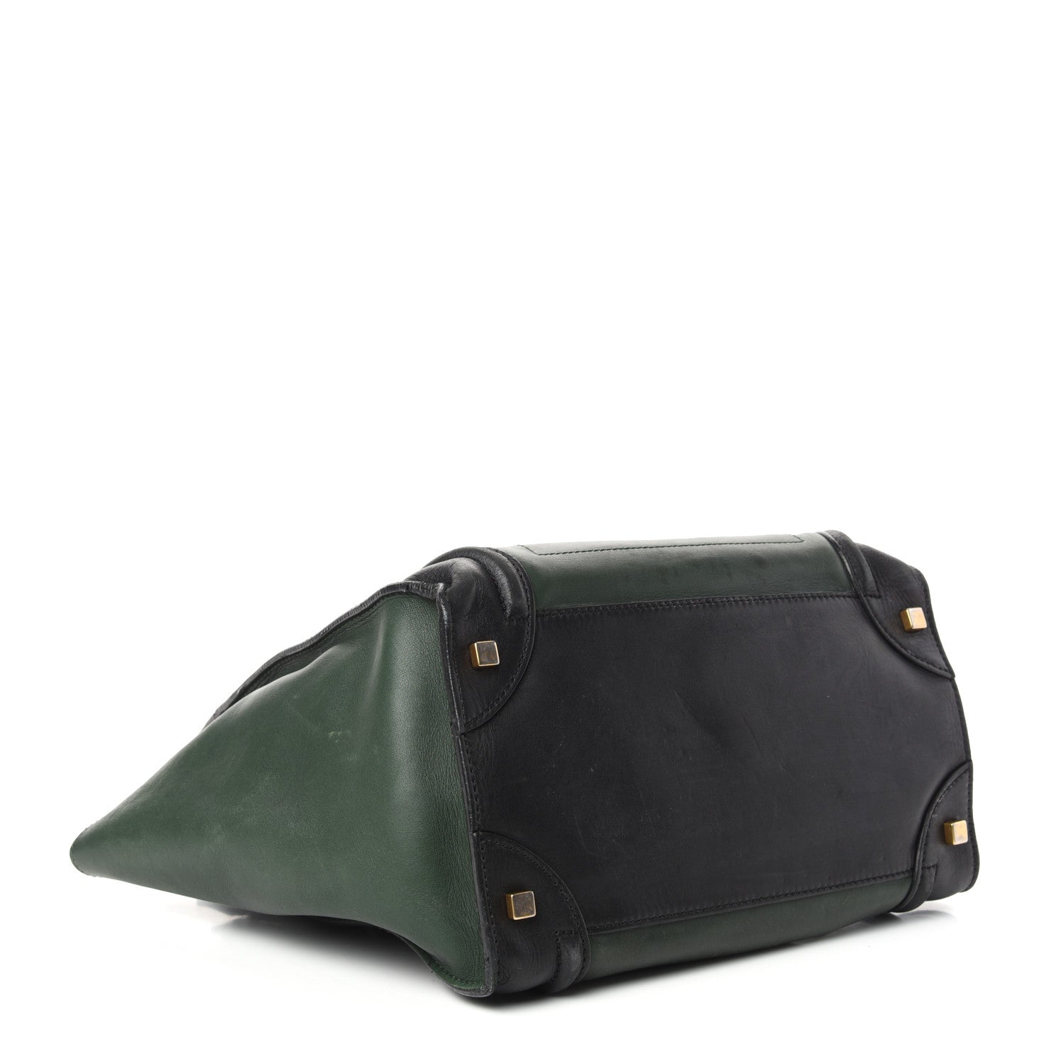 Celine Satin Calfskin Mini Bi-Color Luggage Bottle Green Black 4 of 10