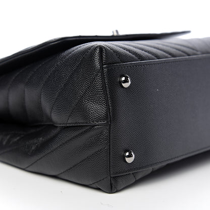 Chanel Caviar Chevron Quilted Small Coco Handle Flap Black 6 of 7