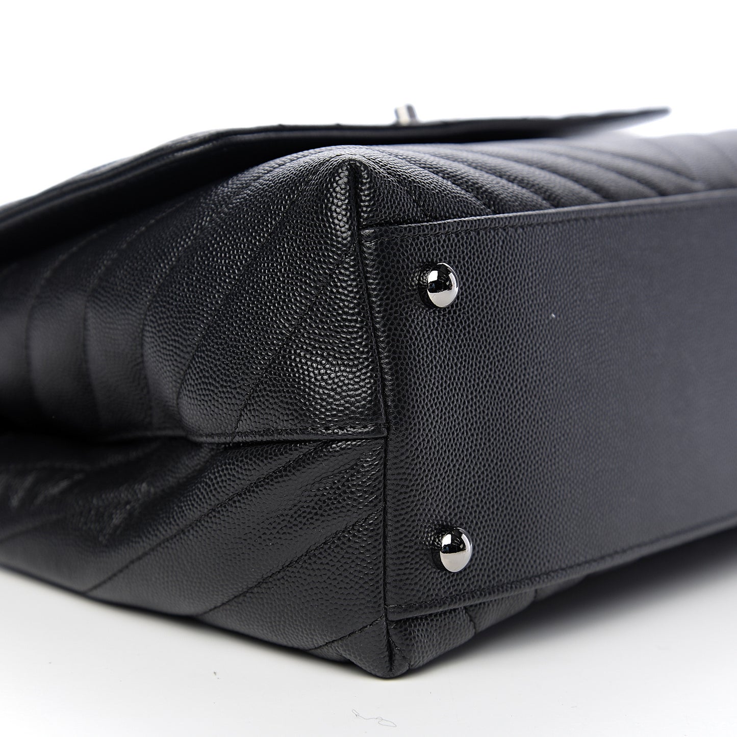 Caviar Chevron Quilted Small Coco Handle Flap Black