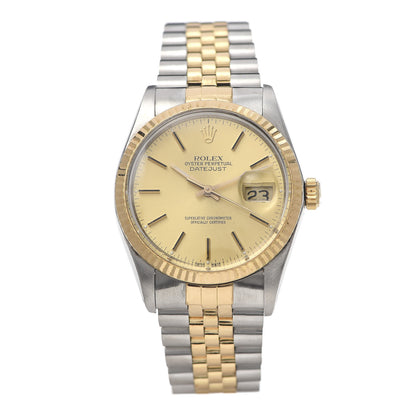 Rolex Stainless Steel 18K Yellow Gold 36mm Oyster Perpetual Datejust Watch Champagne 16013 1 of 6
