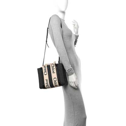 Chloe Felt Calfskin Small Woody Ribbon Tote With Strap Cashmere Grey 2 of 11