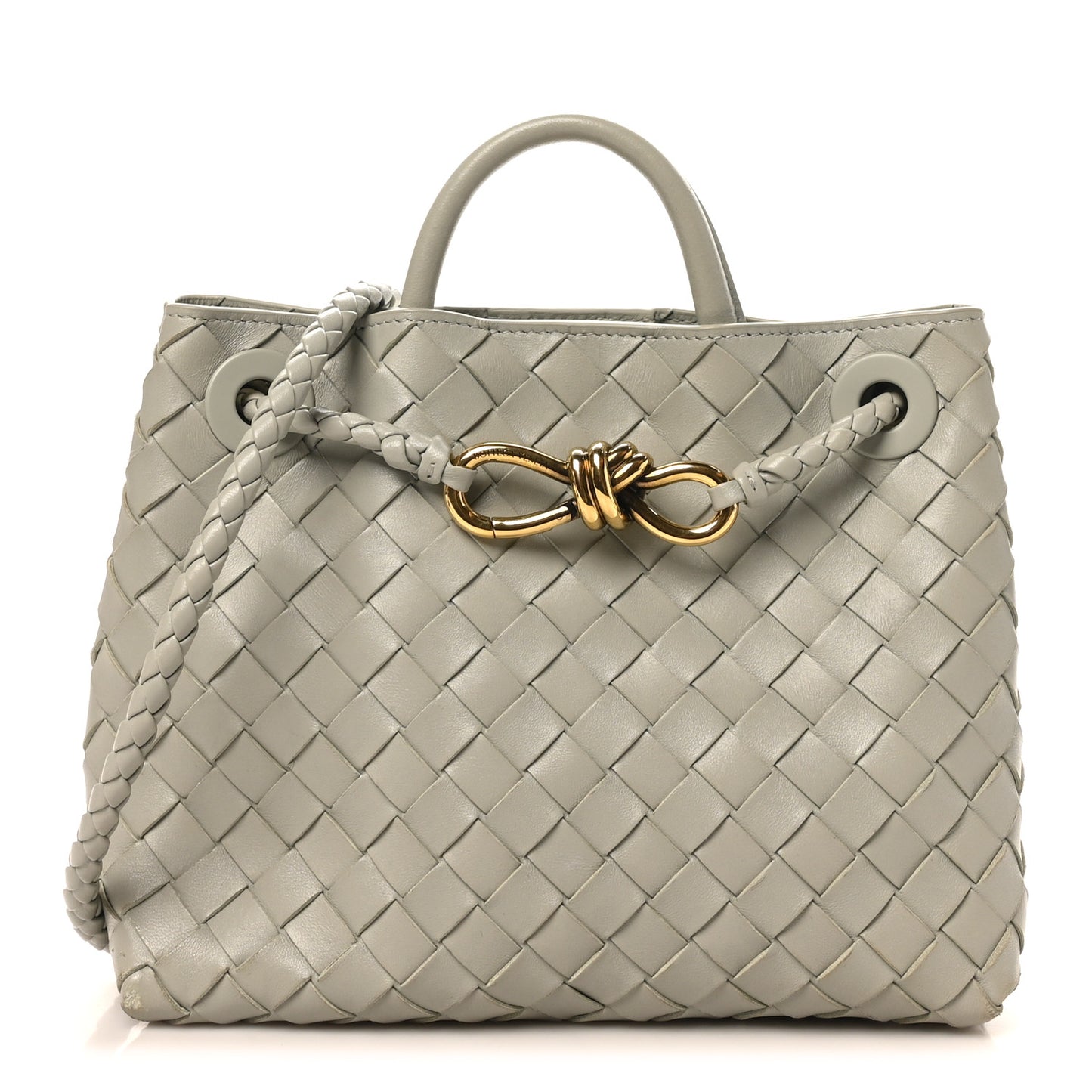 Nappa Intrecciato Small Andiamo Shoulder Bag Agate Grey
