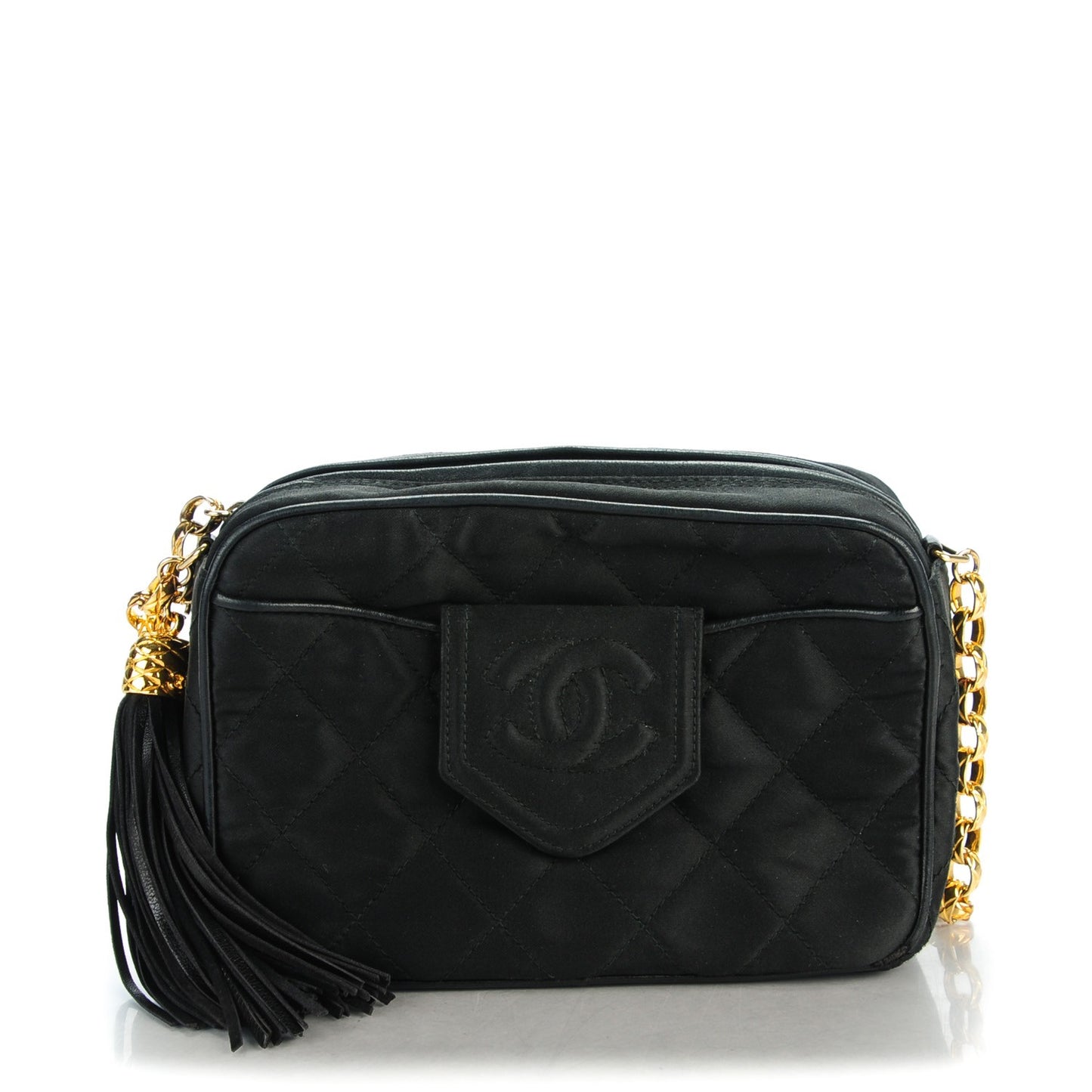 Quilted Satin Camera Bag Black