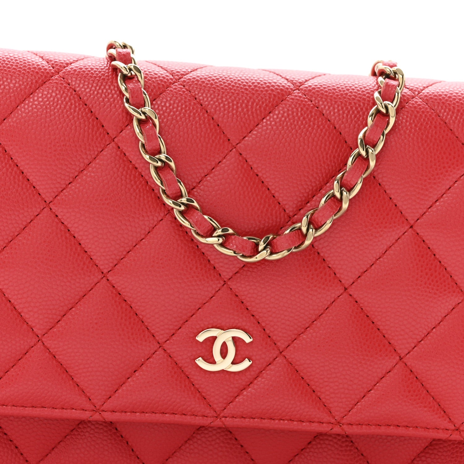 Chanel Caviar Quilted Wallet on Chain WOC Red 9 of 13