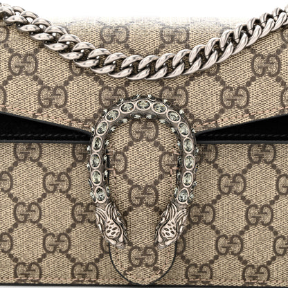 Gucci GG Supreme Monogram Suede Crystal Small Dionysus Shoulder Bag Beige Ebony Black 8 of 10