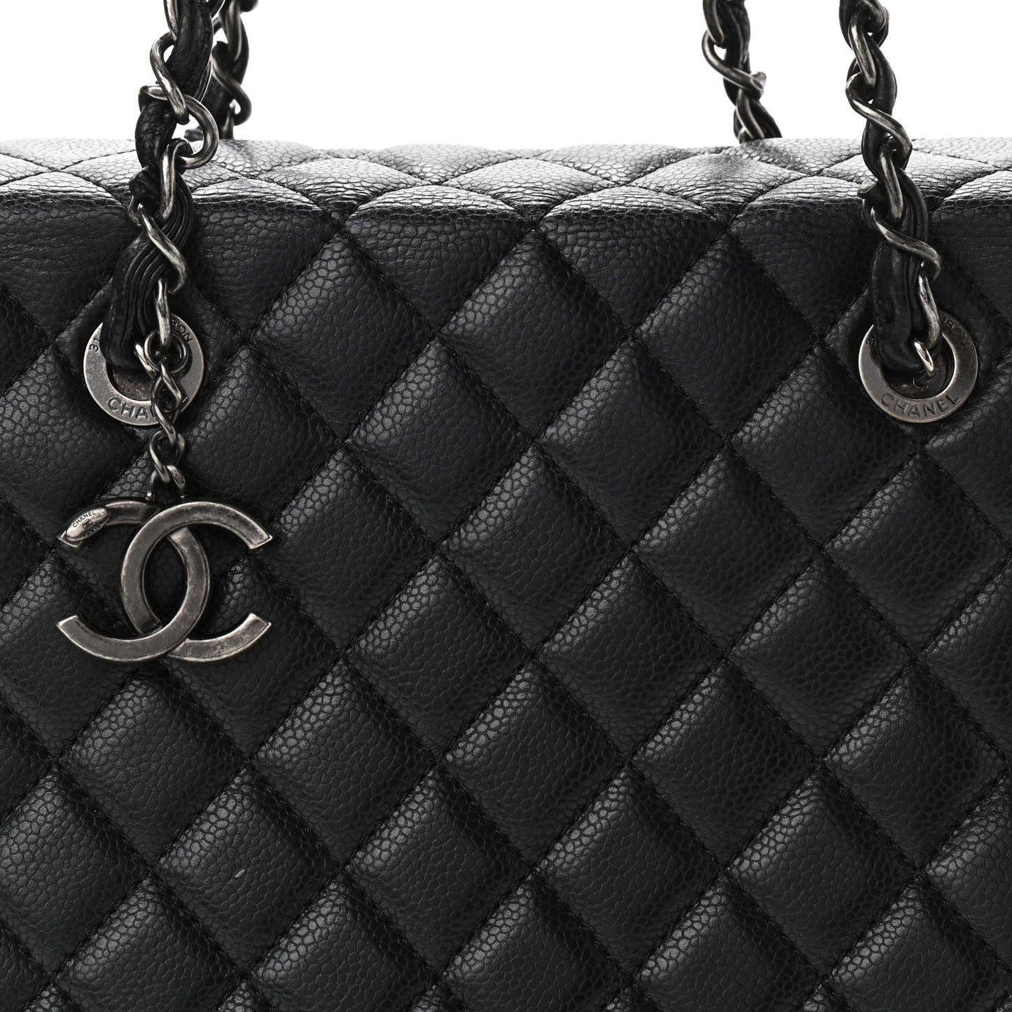 Caviar Quilted City Shopping Tote Black