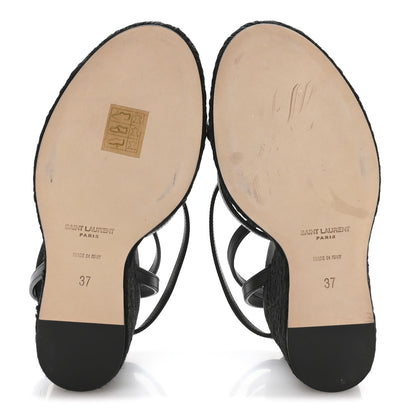 Saint Laurent Calfskin Cassandra Espadrille 105mm Wedges 37 Black 6 of 9
