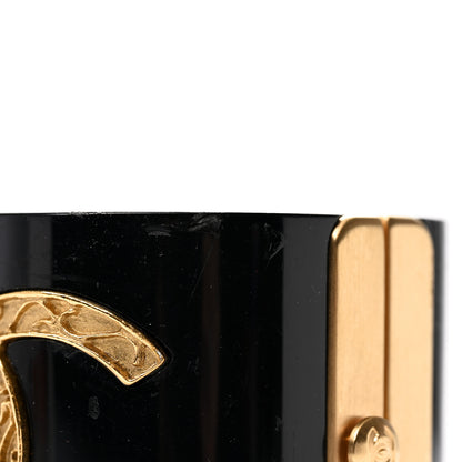 Chanel Resin CC Cuff Bracelet Black Gold 6 of 7