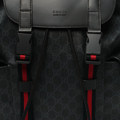 Gucci Soft GG Supreme Monogram Calfskin Web Double Buckle Backpack Black 8 of 10