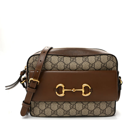 Gucci GG Supreme Monogram Small Horsebit 1955 Shoulder Bag Beige Brown Sugar 1 of 13