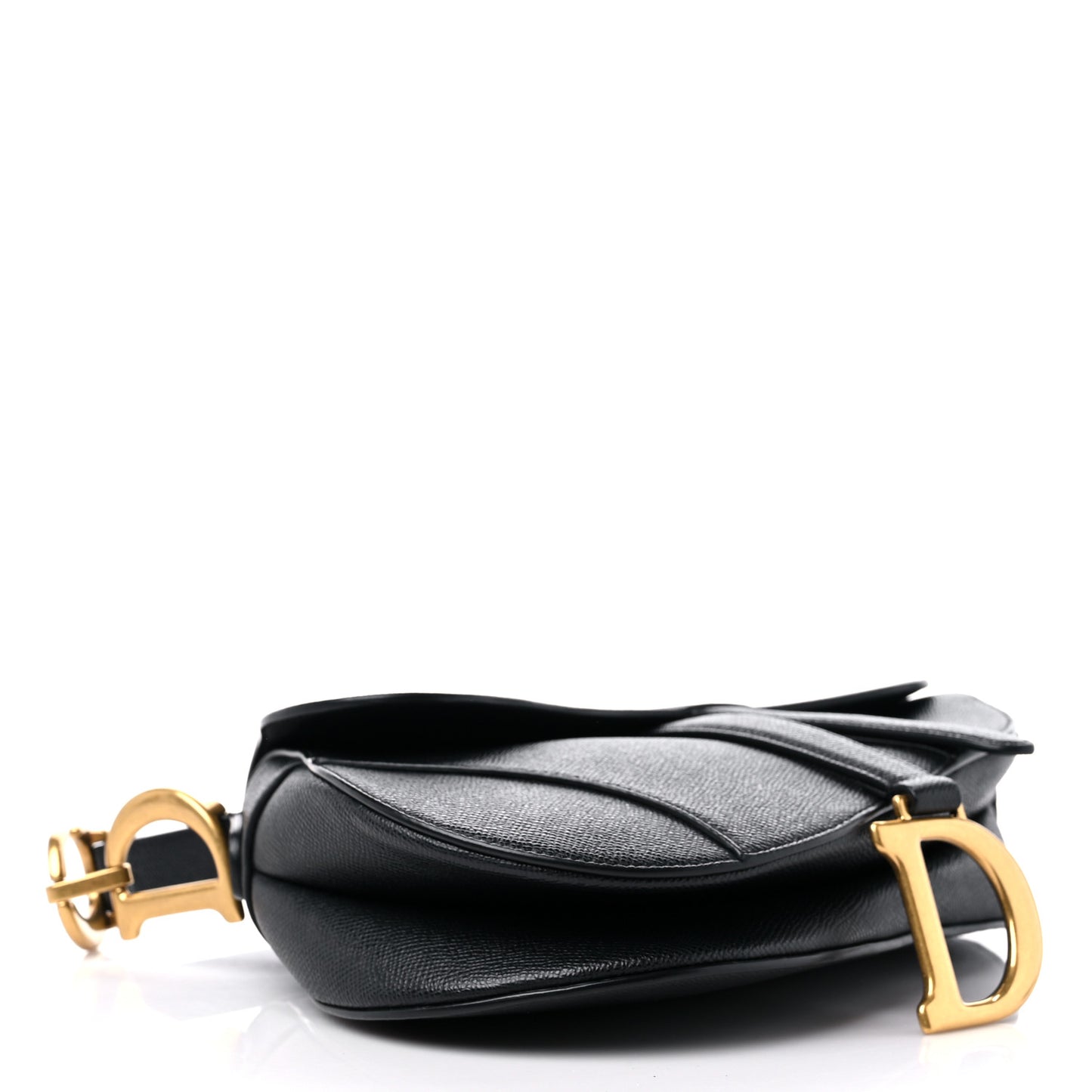 Grained Calfskin Saddle Bag Black