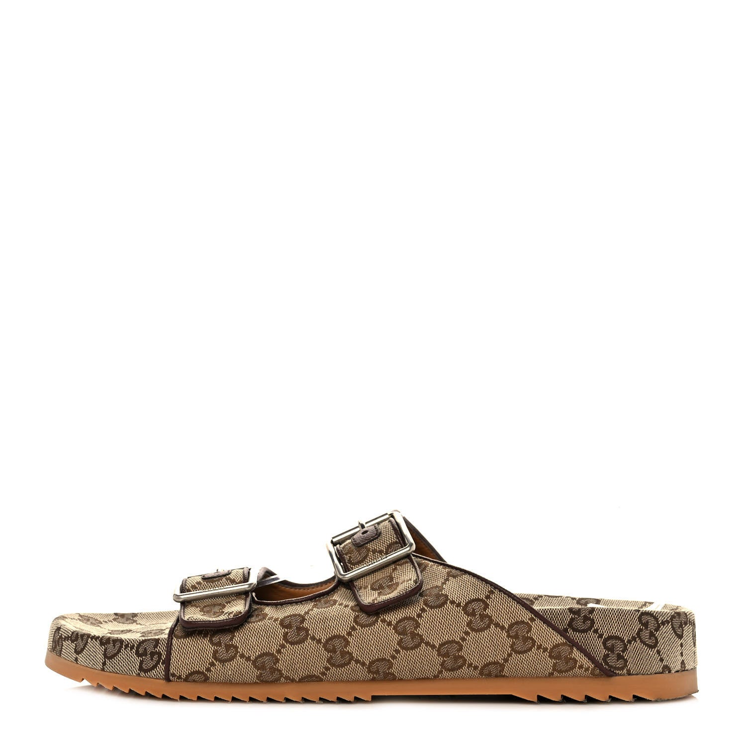 Gucci GG Monogram Lavaredo Eco Fabric Mens Slide Sandals With Straps 12 Beige Ebony Light Brown 1 of 10