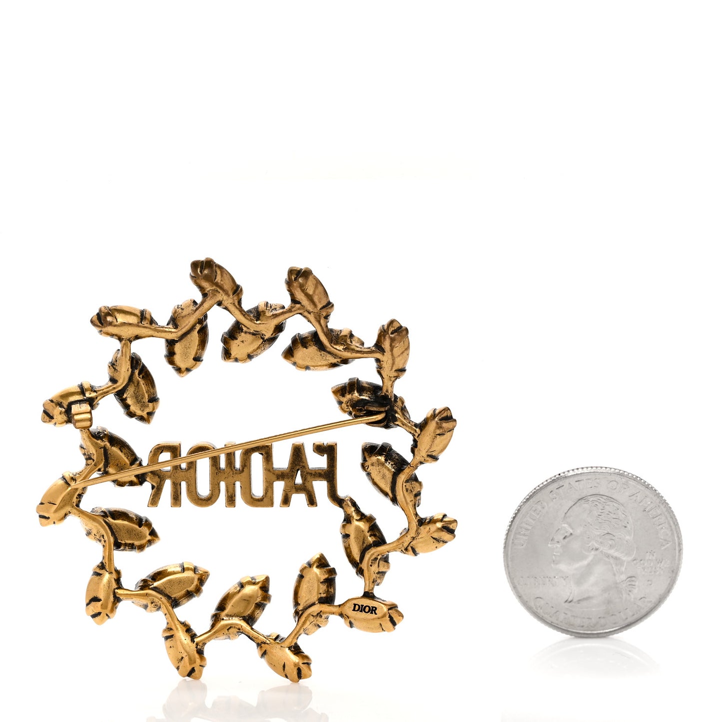 Crystal J'Adior Laurier Brooch Gold