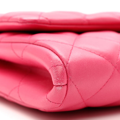 Chanel Lambskin Quilted Clutch With Chain Flap Pink 9 of 9
