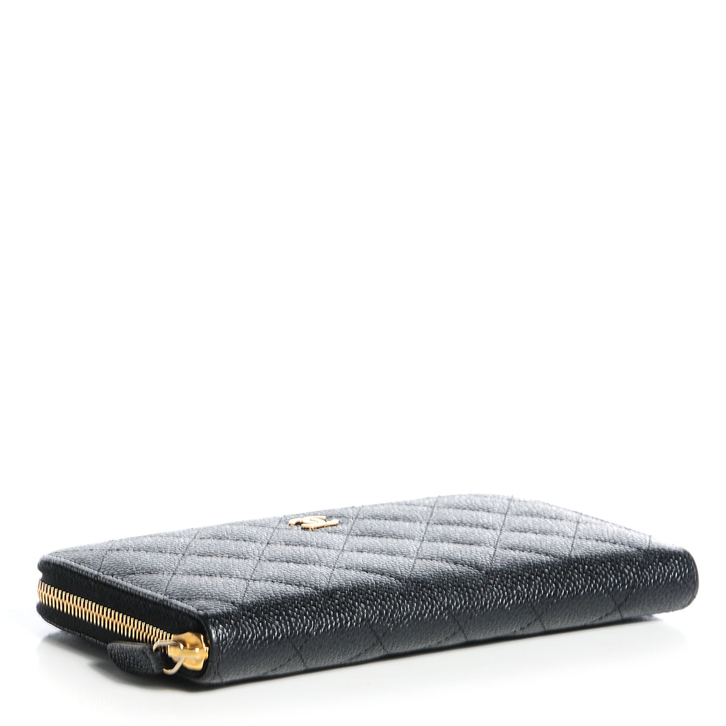 Caviar Quilted Large Gusset Zip Around Wallet Black