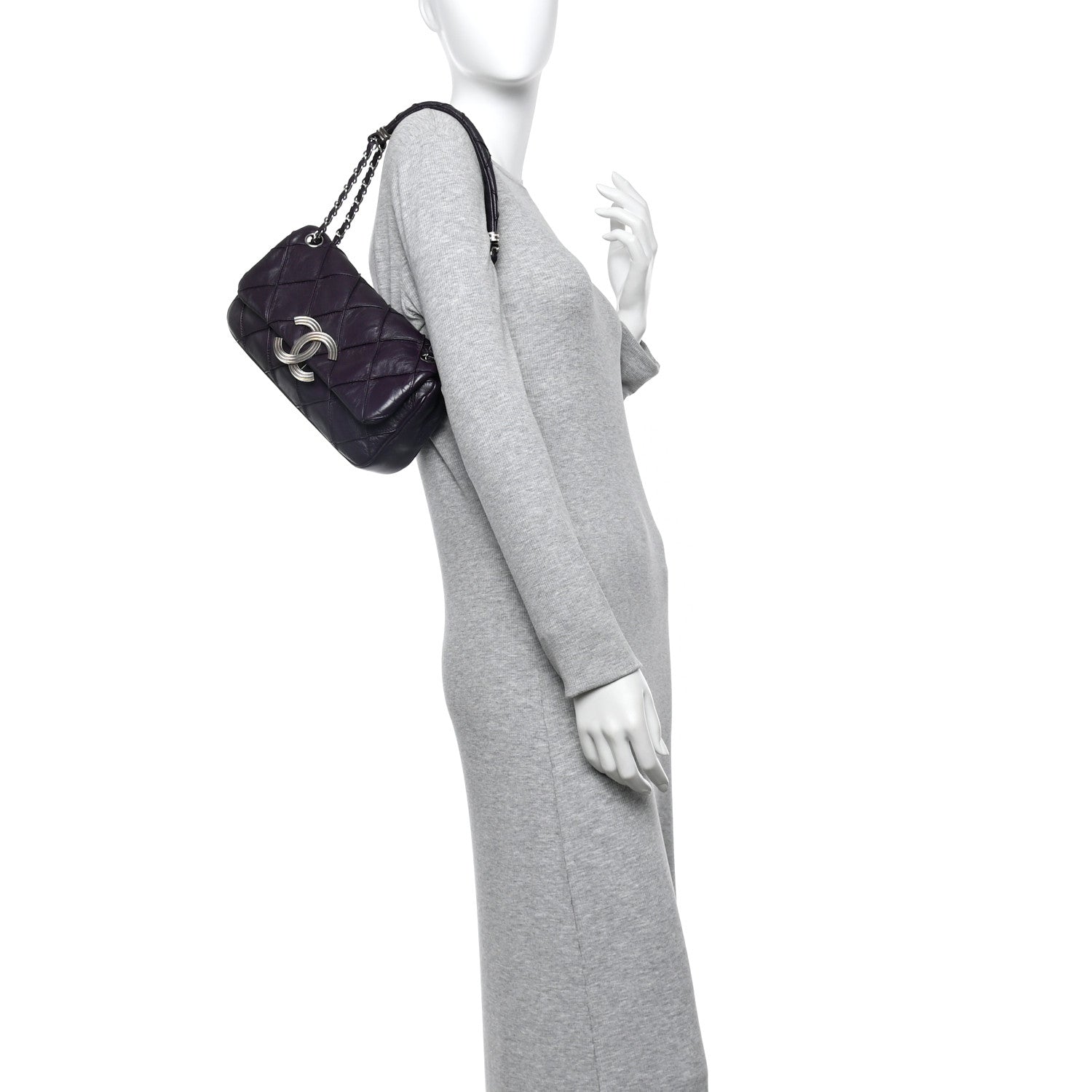 Chanel Lambskin Quilted Giant CC Flap Shoulder Bag Purple 2 of 10