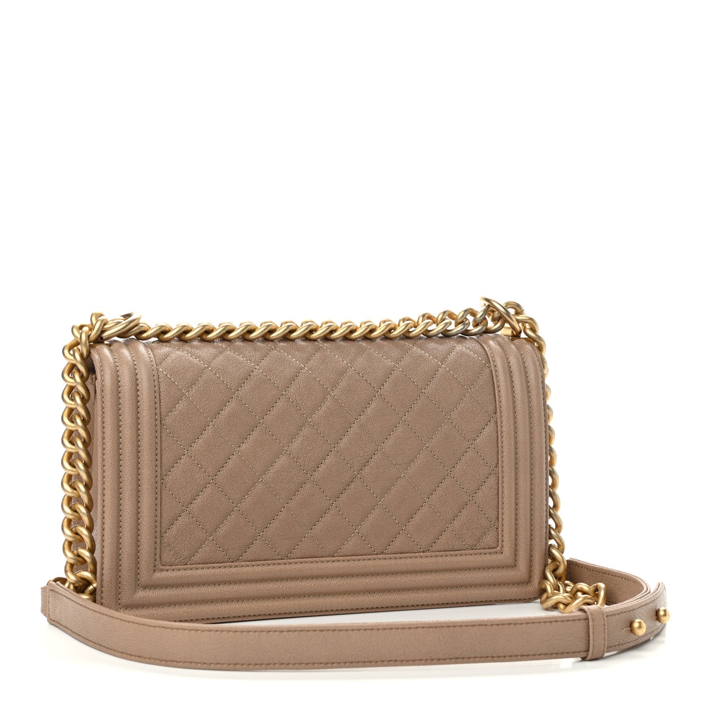 Caviar Quilted Medium Boy Flap Beige