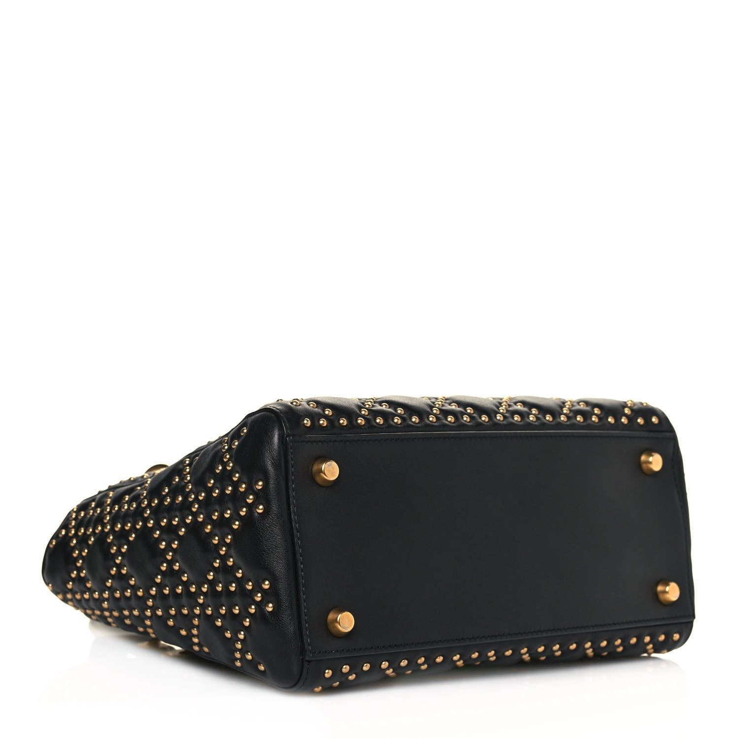 Christian Dior Calfskin Cannage Studded Medium Supple Lady Dior Black 4 of 20