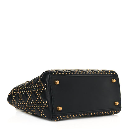 Christian Dior Calfskin Cannage Studded Medium Supple Lady Dior Black 4 of 20
