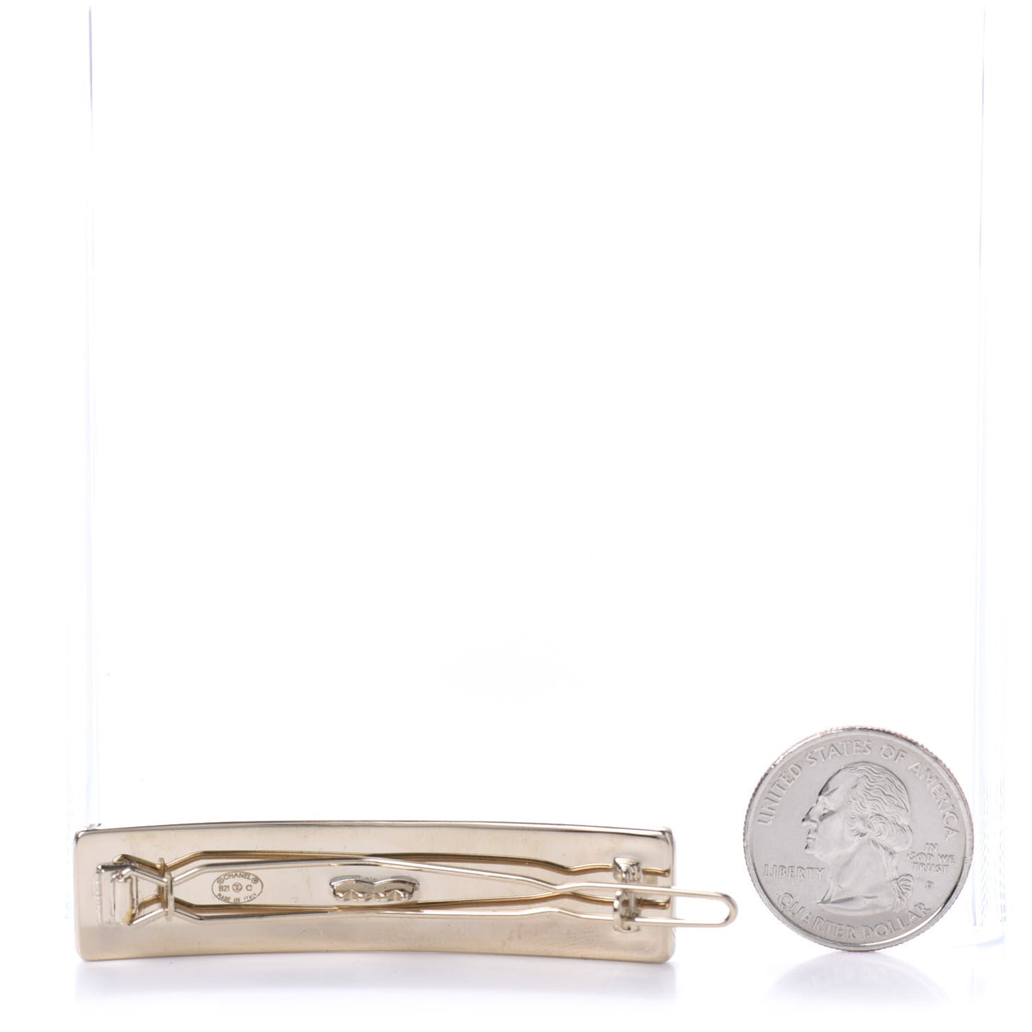 Metal Crystal Logo Hair Clip Gold