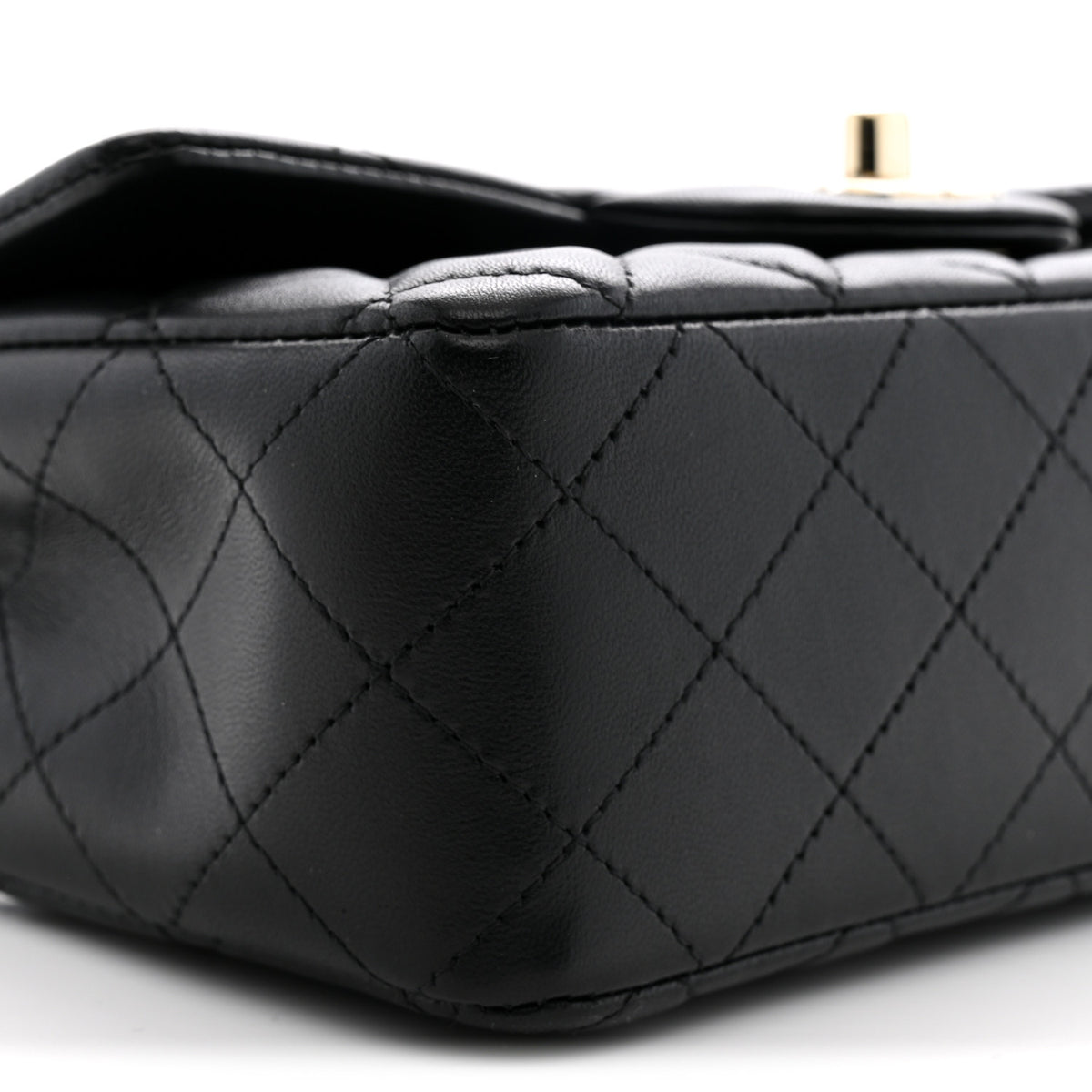 Lambskin Quilted Mini Rectangular Flap Black