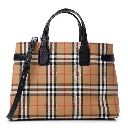 Burberry Goatskin Vintage Check Medium Banner Tote Black 1 of 13