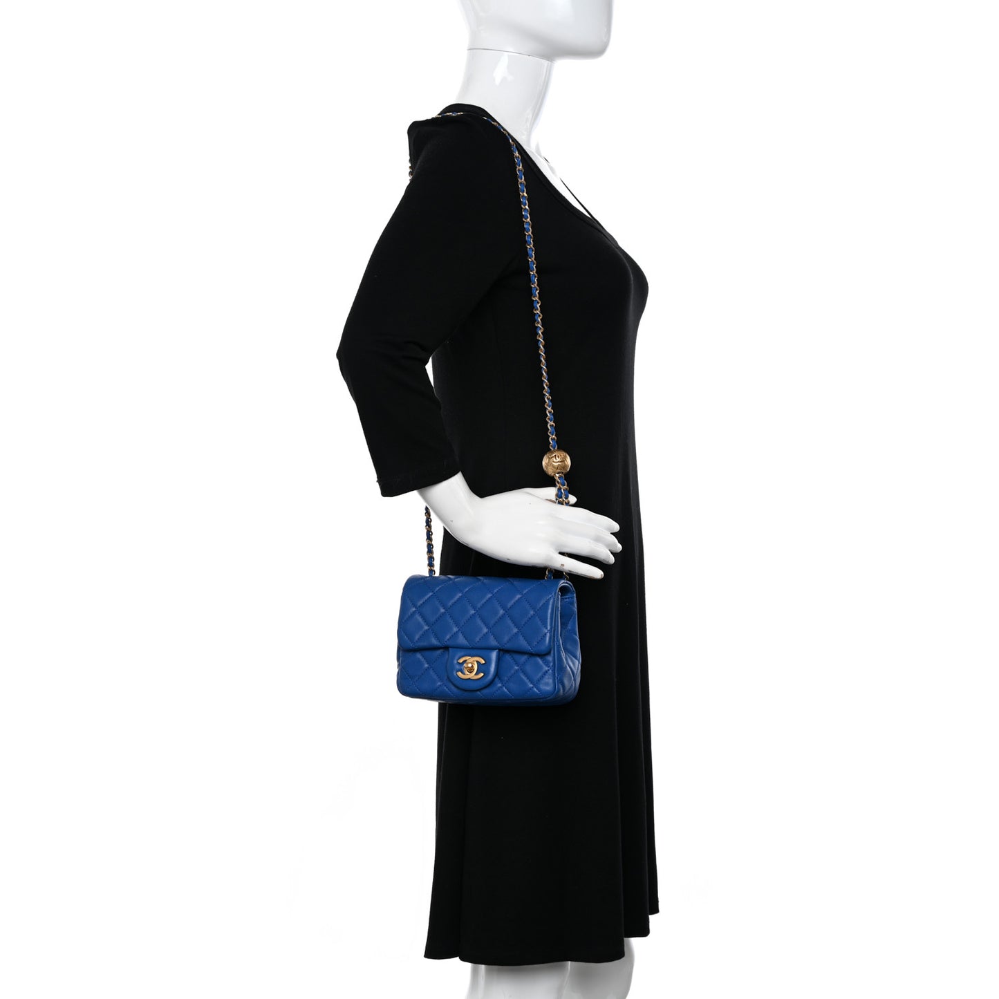 Lambskin Quilted Mini Pearl Crush Flap Blue