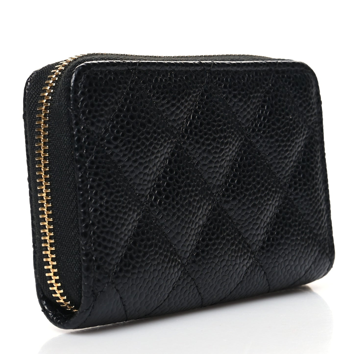 Caviar Quilted Zip Coin Purse Black