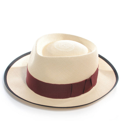Hermes Chapeau Malibu Fedora Hat Size 59 Naturel Grenat Noir 1 of 6