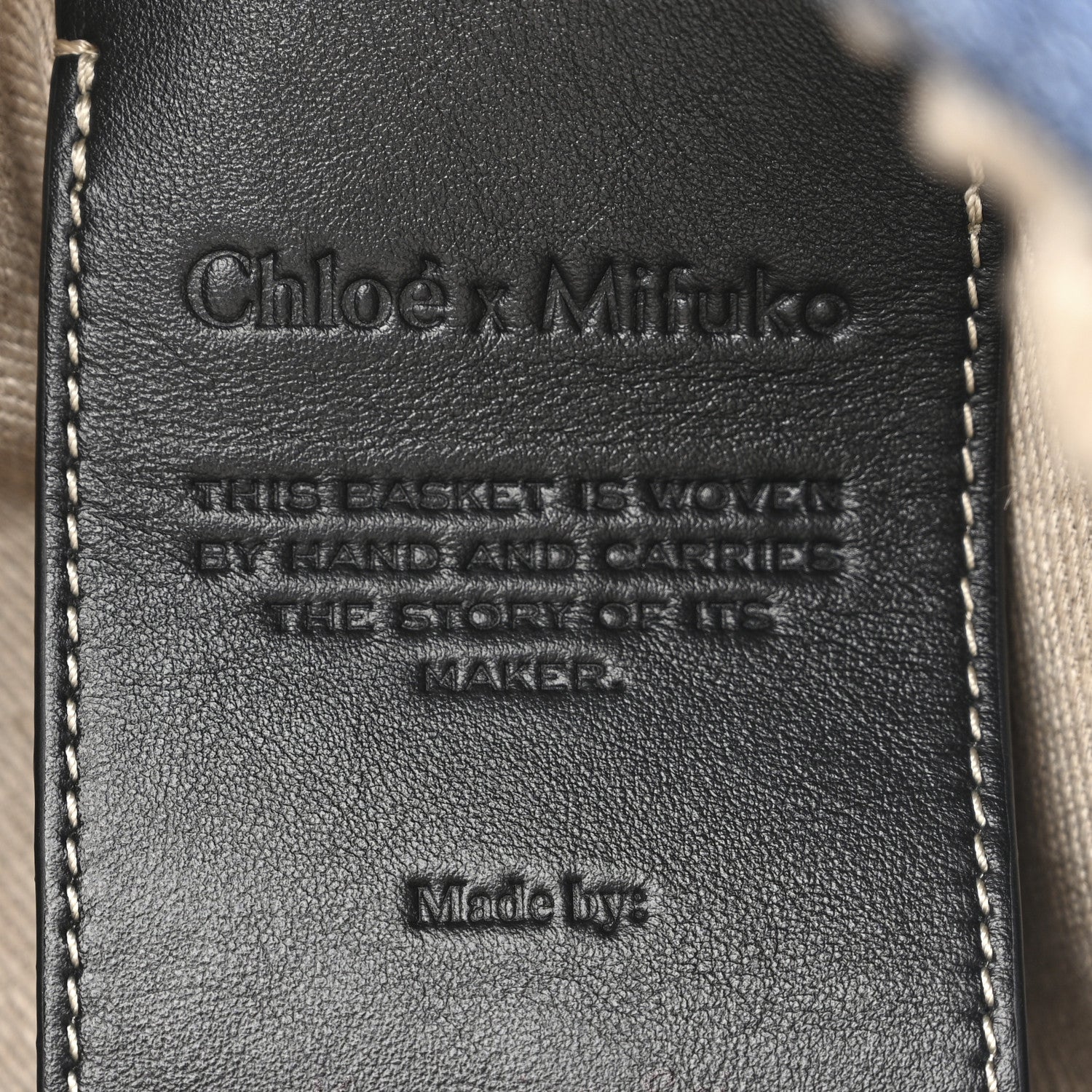 Chloe Raffia Calfskin Small Woody Basket Bag Navy 6 of 12