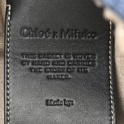 Chloe Raffia Calfskin Small Woody Basket Bag Navy 6 of 12