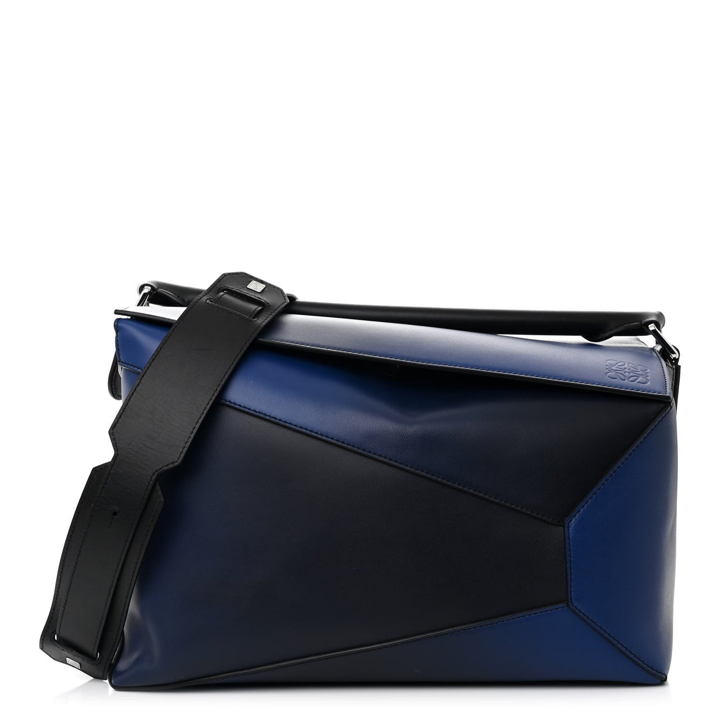 Calfskin Large Puzzle Edge Bag Dark Marino