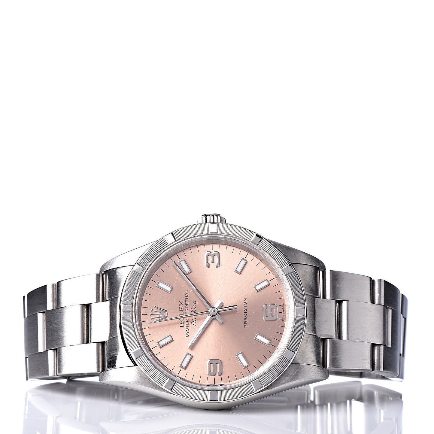 Stainless Steel 34mm Oyster Perpetual Air-King Precision Watch Pink 14010M