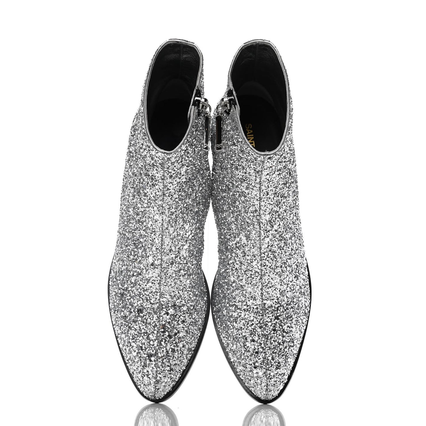 Glitter Calfskin West 45 Boots 36.5 Silver