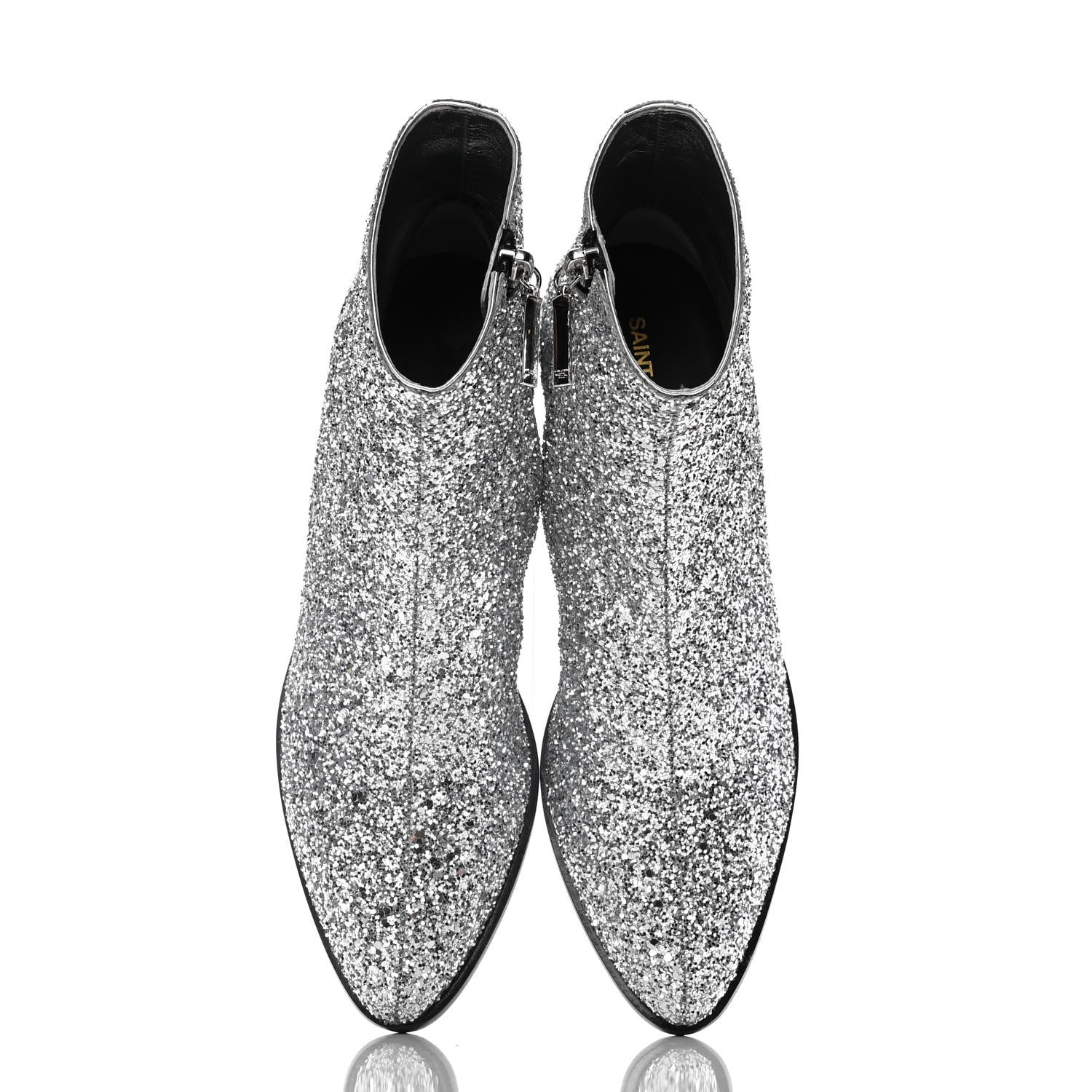 Saint Laurent Glitter Calfskin West 45 Boots 36.5 Silver 5 of 10