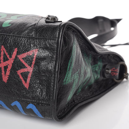 Balenciaga Agneau Graffiti All Over Classic Hardware City Black Vert Rouge 9 of 12
