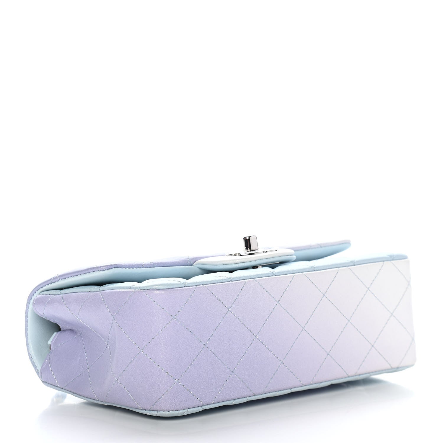 Chanel Perforated Lambskin Quilted Mini Rectangular Flap Light Blue Light Purple White 3 of 8
