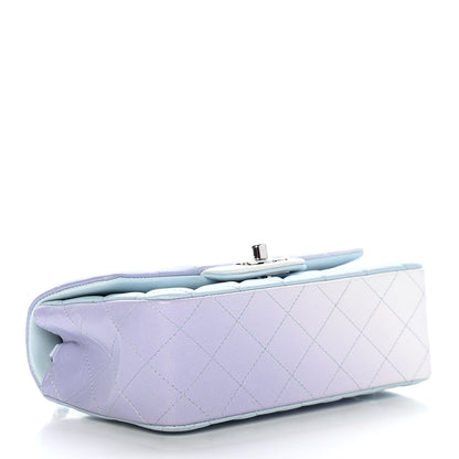 Chanel Perforated Lambskin Quilted Mini Rectangular Flap Light Blue Light Purple White 3 of 8