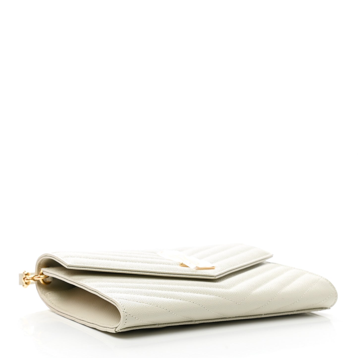 Grain De Poudre Matelasse Chevron Monogram Envelope Clutch Crema Soft