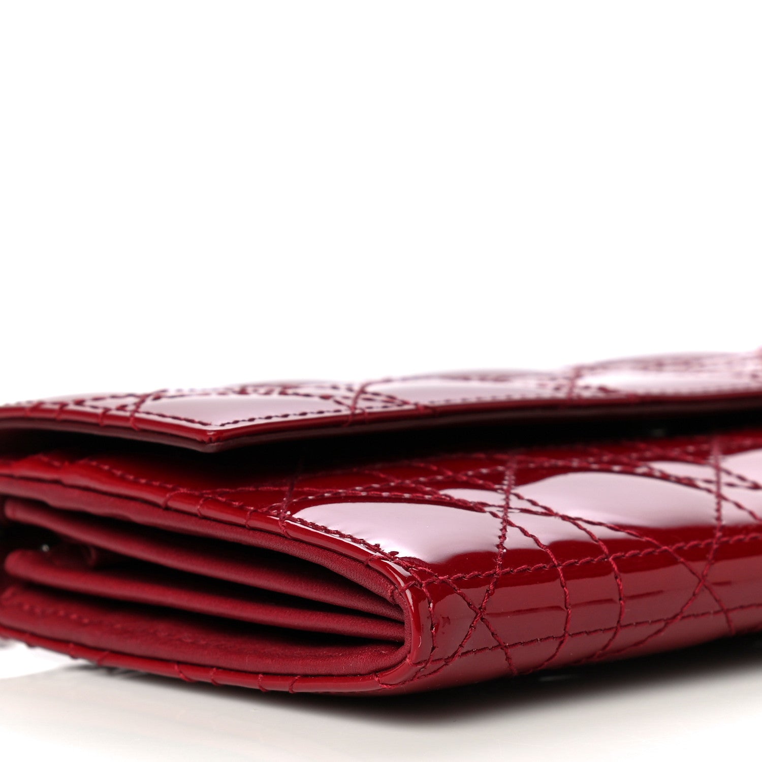 Christian Dior Patent Cannage Rendezvous Chain Wallet Red 8 of 16
