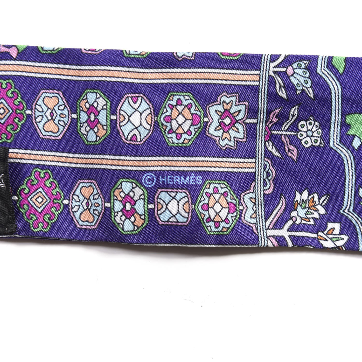 Hermes Silk Tapis Persans Twilly Vert Bleu Fuchsia 3 of 5
